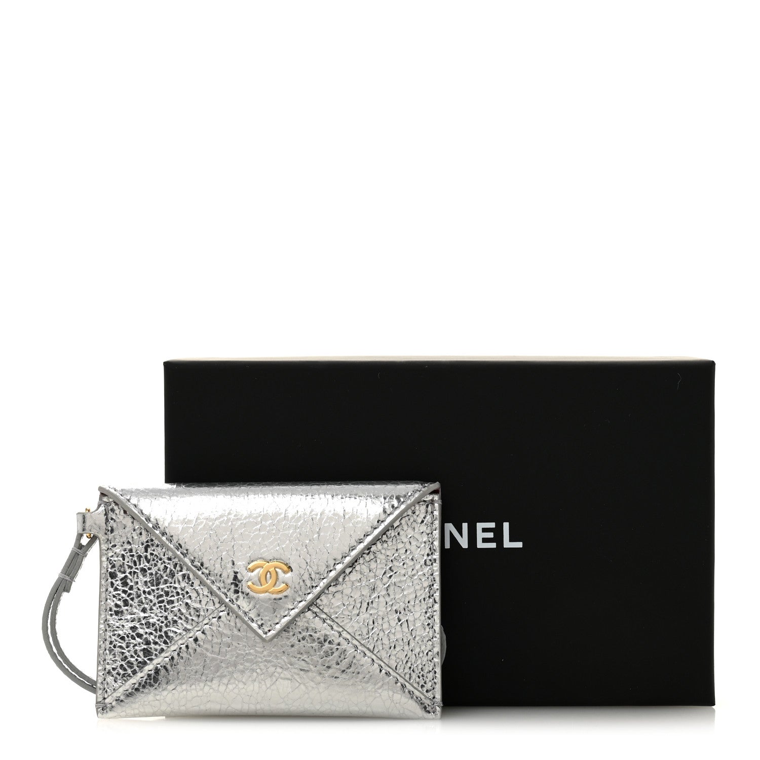 Metallic Lambskin  Holder Bag Charm Silvery
