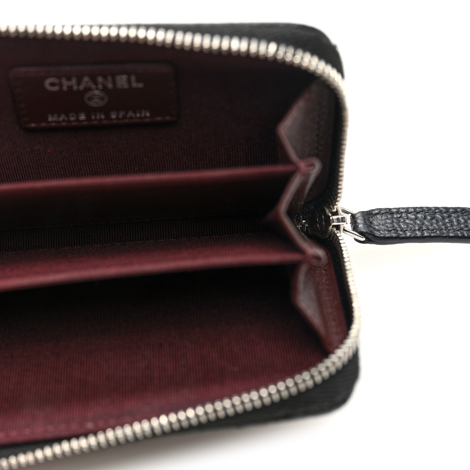 Caviar Quilted Zip Coin Purse Black
