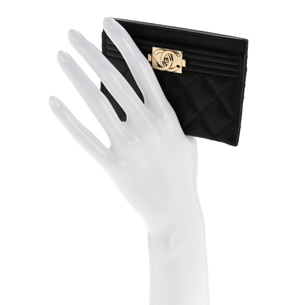 Caviar Quilted Boy  Holder Black