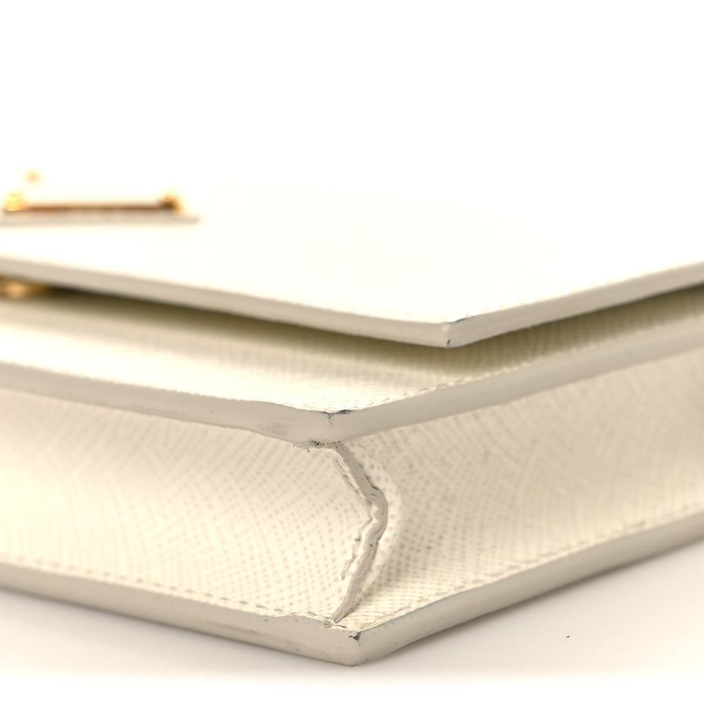 Saffiano Metal Triangle Logo Mini Bag Talco