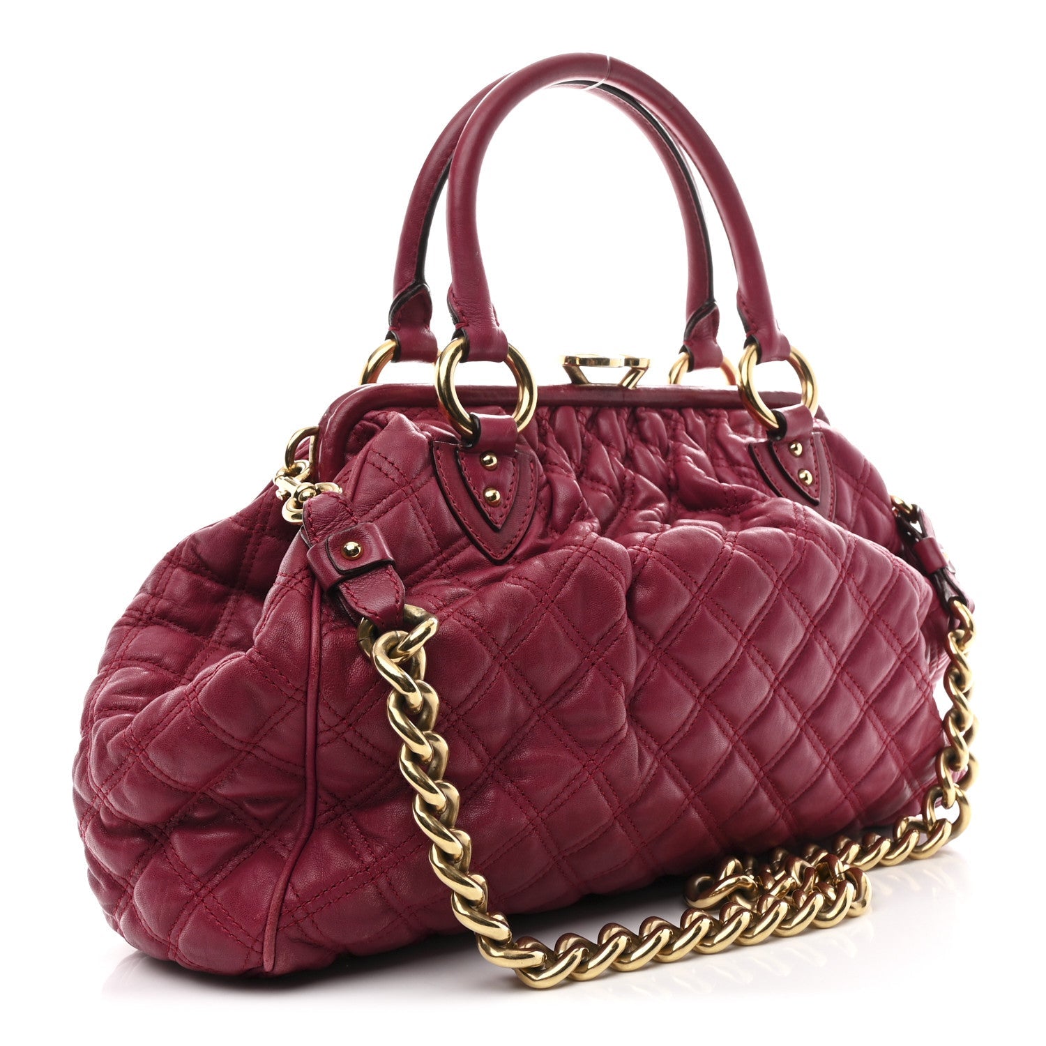 Calfskin Quilted Leather Stam Bag Pink