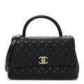 Caviar Quilted Small Coco Handle Flap Black