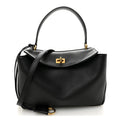 Natural Smooth Calfskin Small Rodeo Top Handle Handbag Black