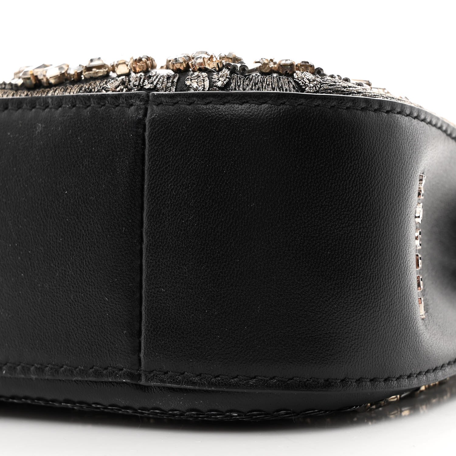 Lambskin Embellished Crystal Mini T-Bar Bag Black