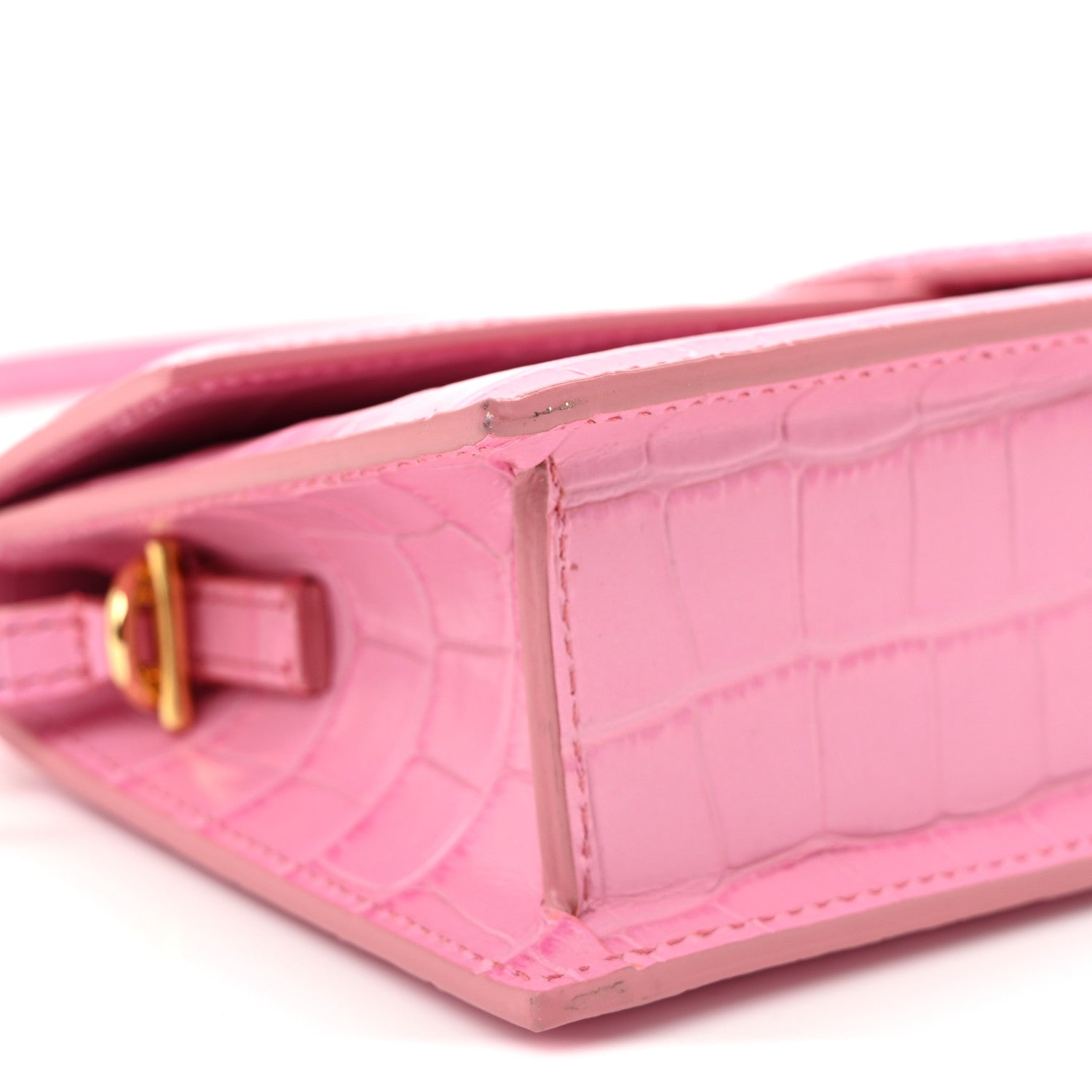 Calfskin Crocodile Embossed Le Bambino Long Pink