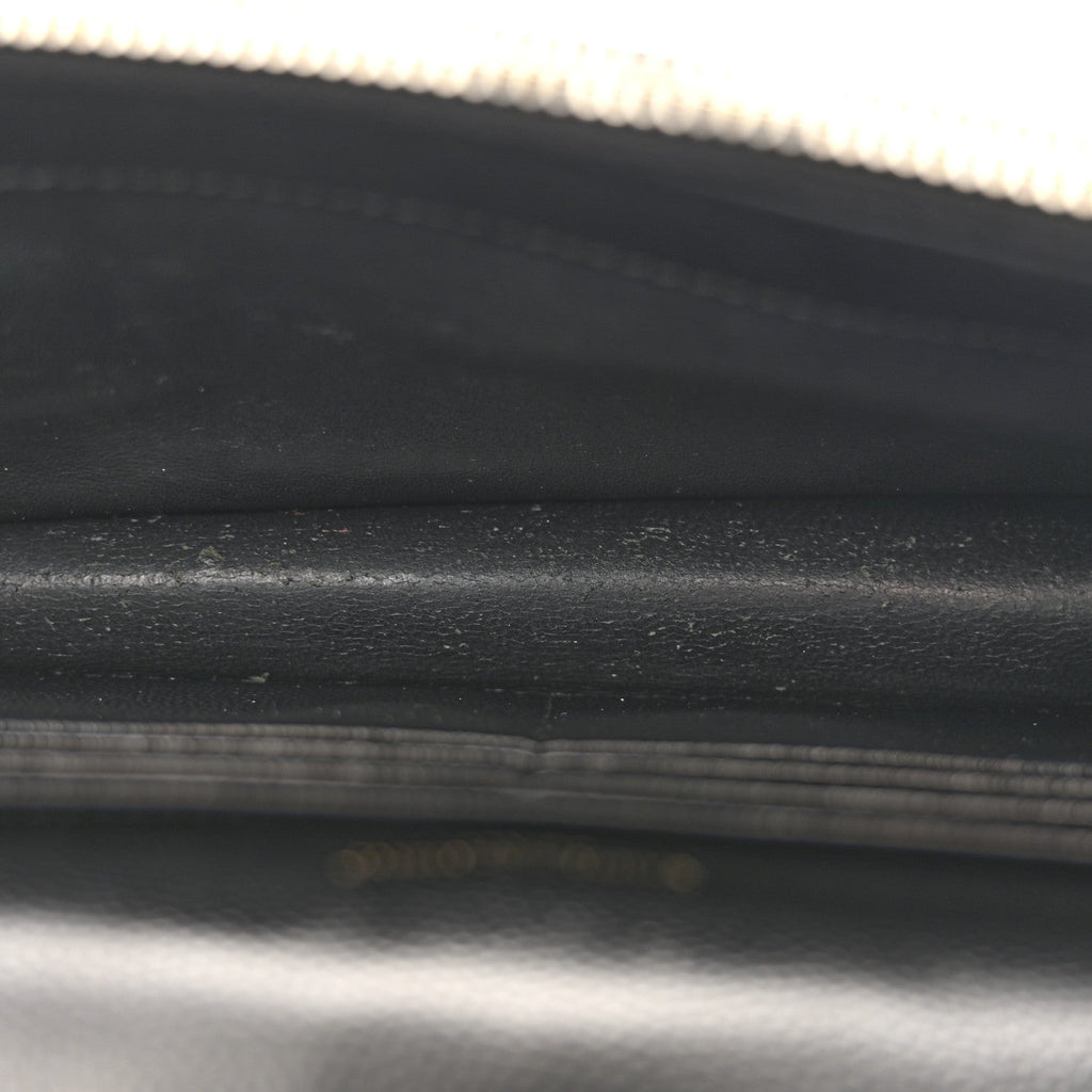 Grain De Poudre Matelasse Chevron Monogram Envelope Chain Wallet Black