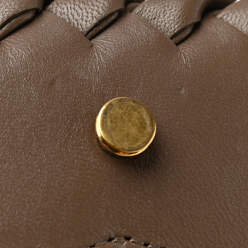 Nappa Intreccio Mini Cobble Shoulder Bag Taupe Grey