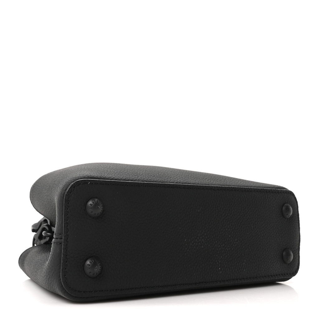 Matte Taurillon Capucines East West Mini All Black