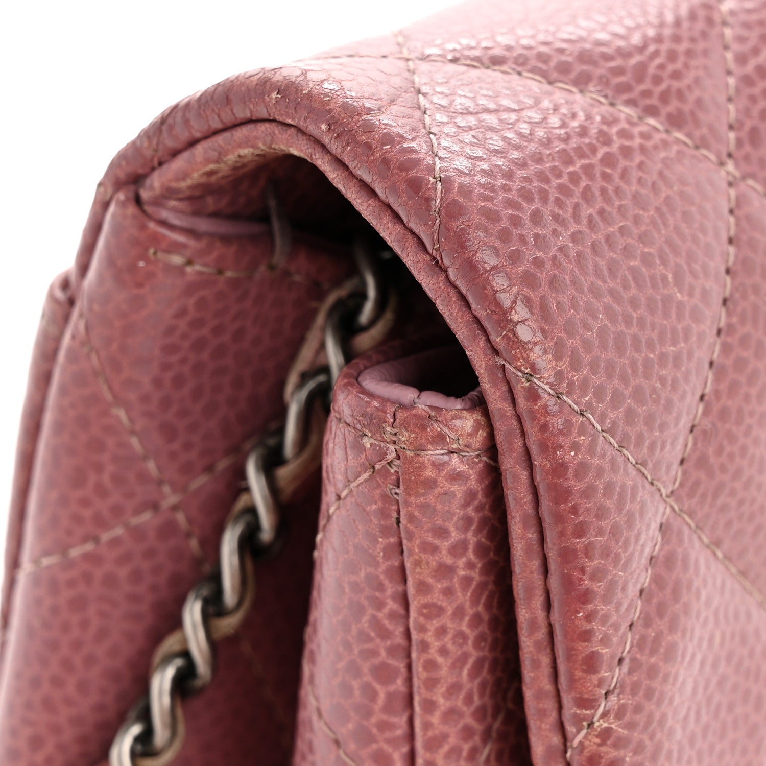 Caviar Quilted Clutch With Chain Flap Purple