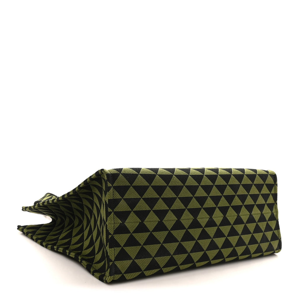 Jacquard Saffiano Triangolo Symbole Embroidered Shopping Tote Black Edera