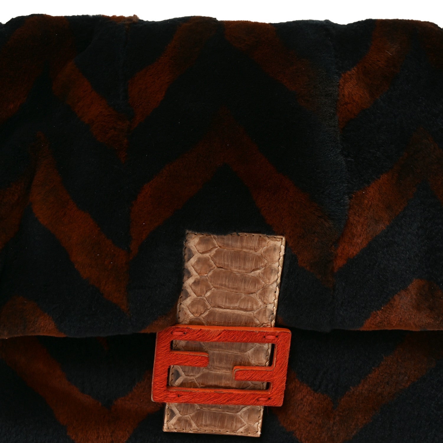 Mink Snakeskin Chevron Mama Baguette