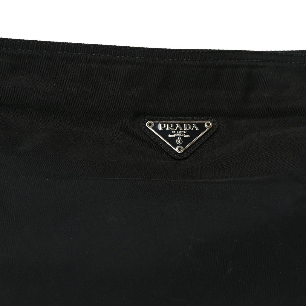 Nylon Flat Messenger Bag Black