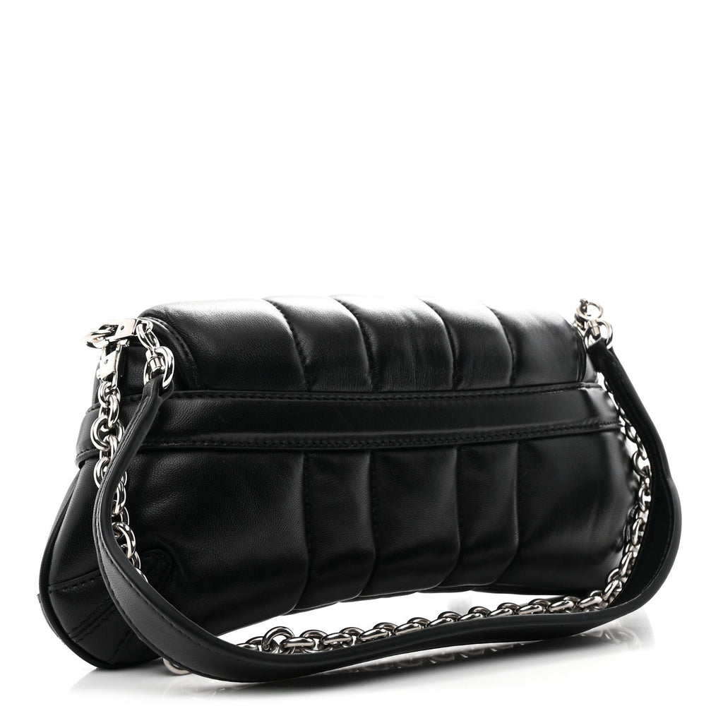 Nappa Vertical Matelasse Small Maxi Horsebit Chain Shoulder Bag Black
