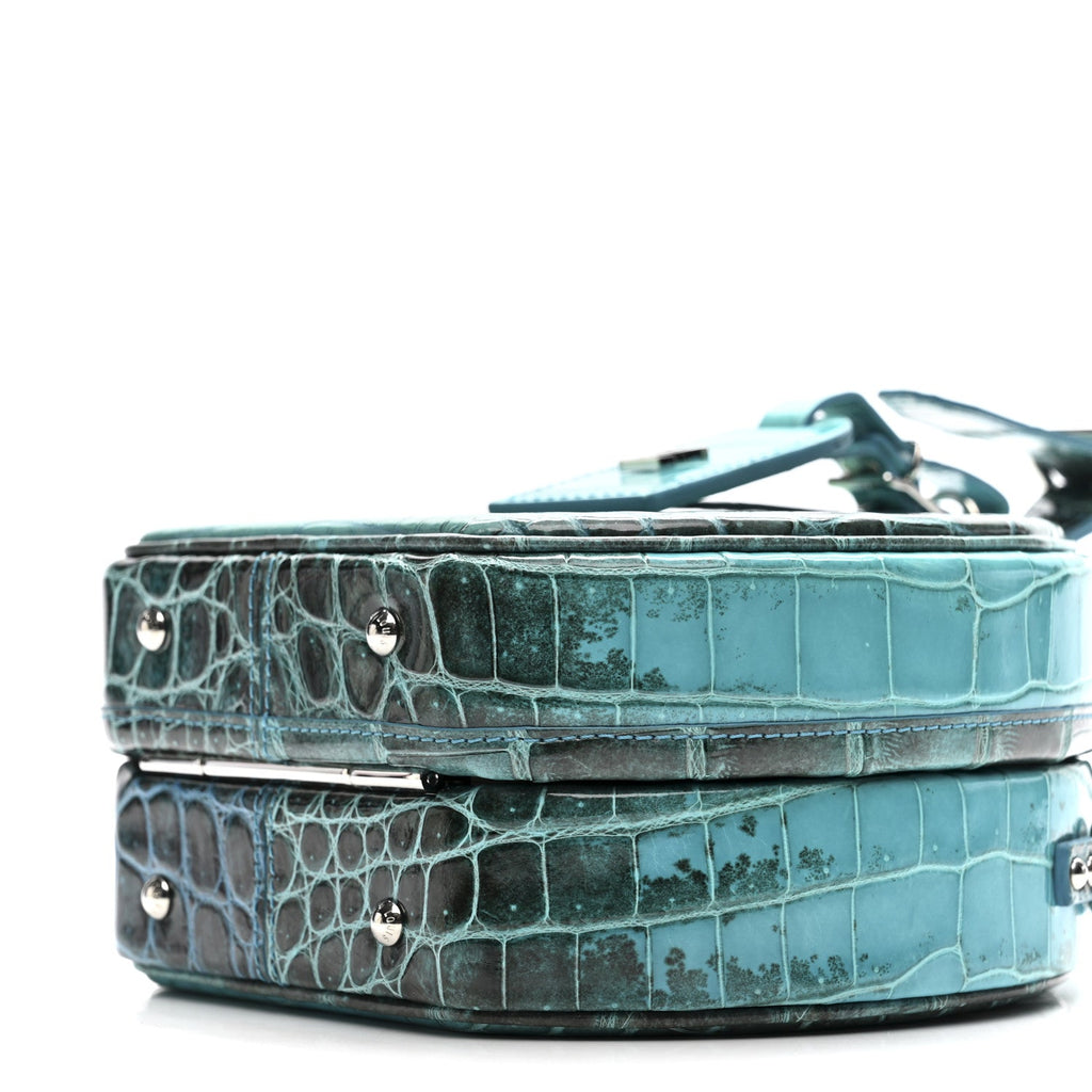 Crocodile Petite Boite Chapeau Turquoise