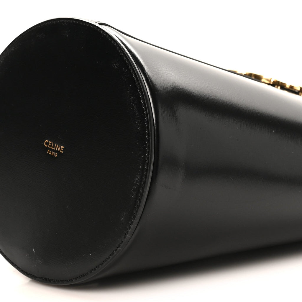 Shiny Calfskin Triomphe Bucket Bag Black