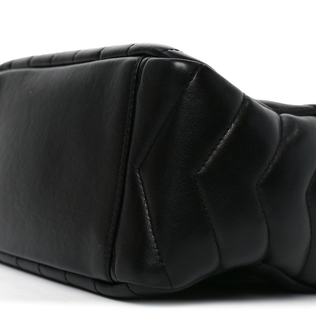 Calfskin Y Quilted Monogram Small Loulou Bowling Bag Black