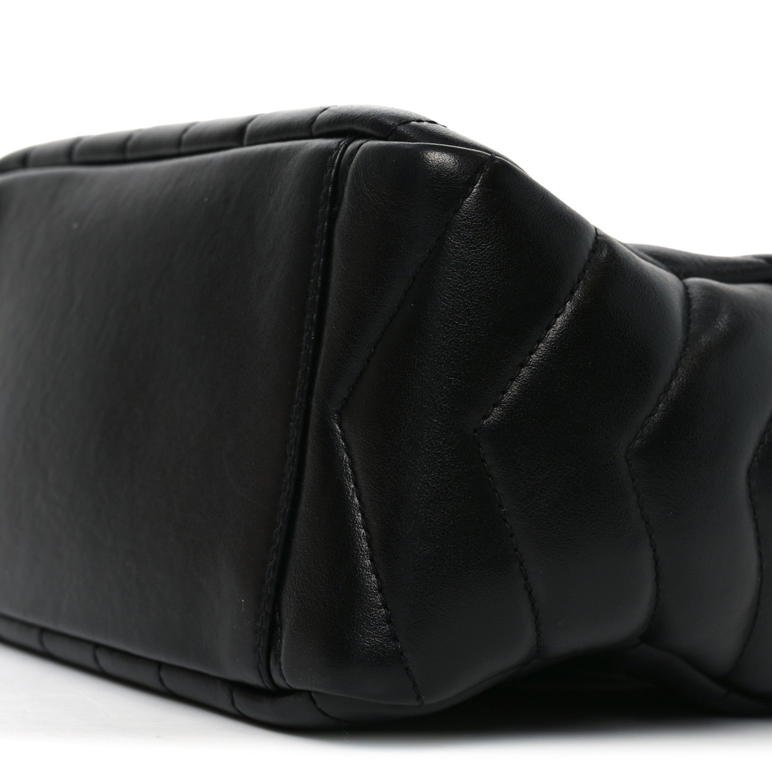 Calfskin Y Quilted Monogram Small Loulou Bowling Bag Black