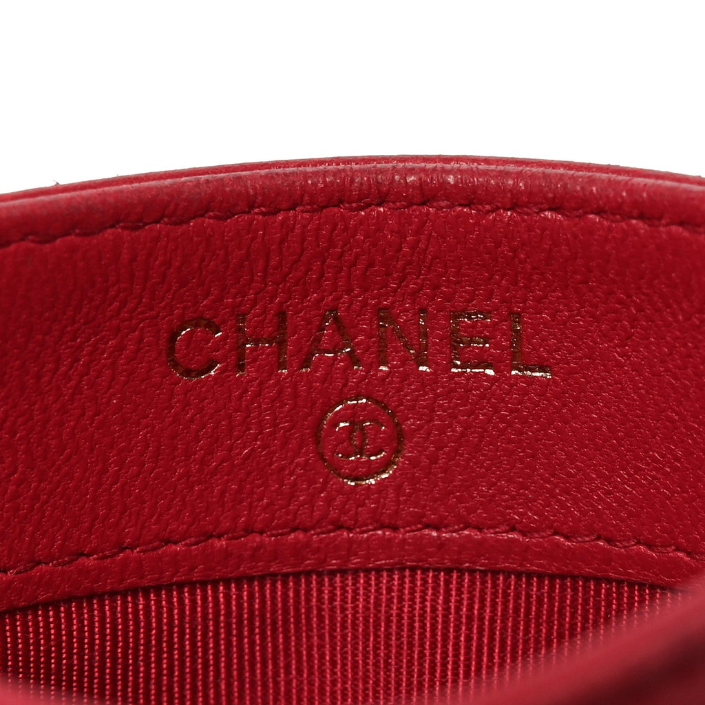 Lambskin Quilted  Holder Red