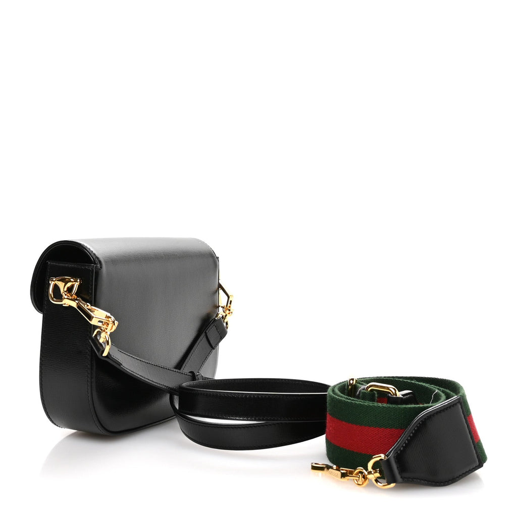 Azalea Calfskin Web Mini Horsebit 1955 Shoulder Bag Black