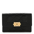 Caviar Quilted Boy Flap  Holder Black