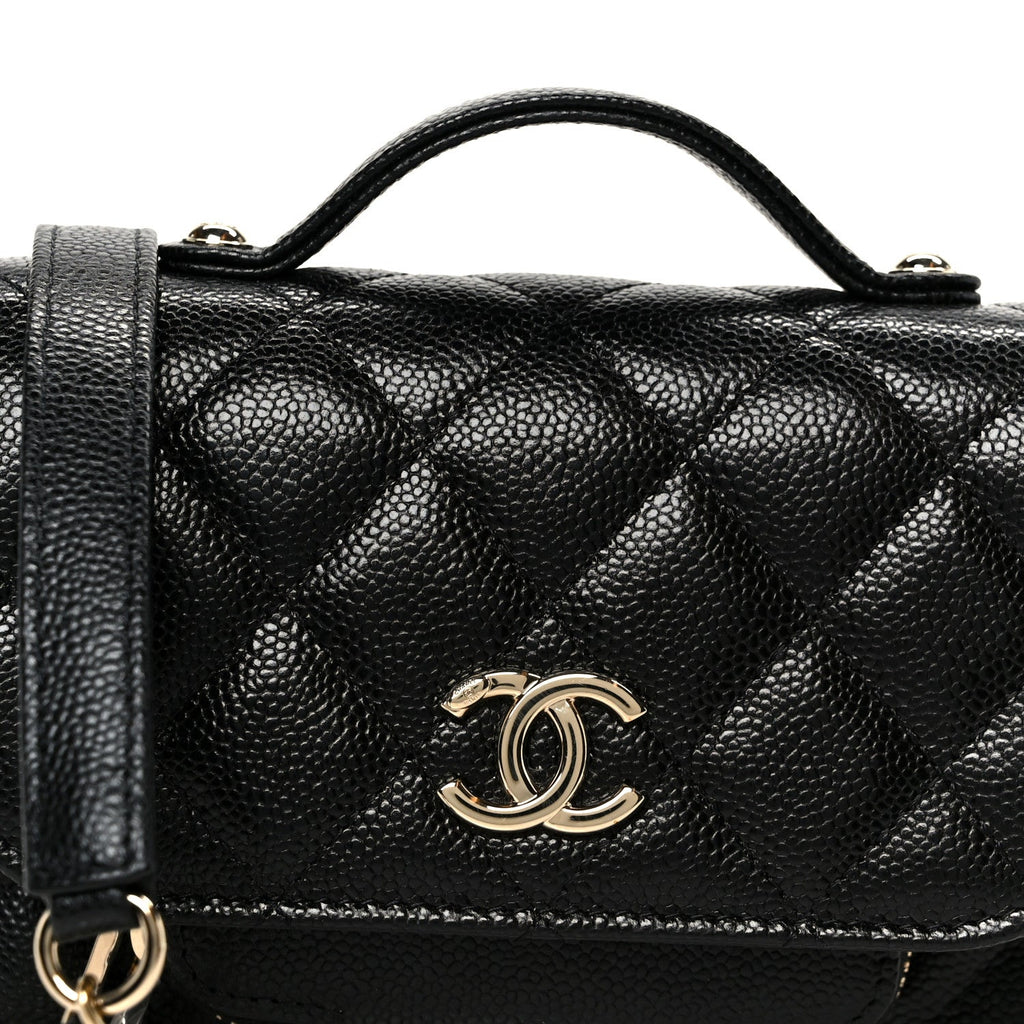 Caviar Quilted Business Affinity Clutch With Chain Black