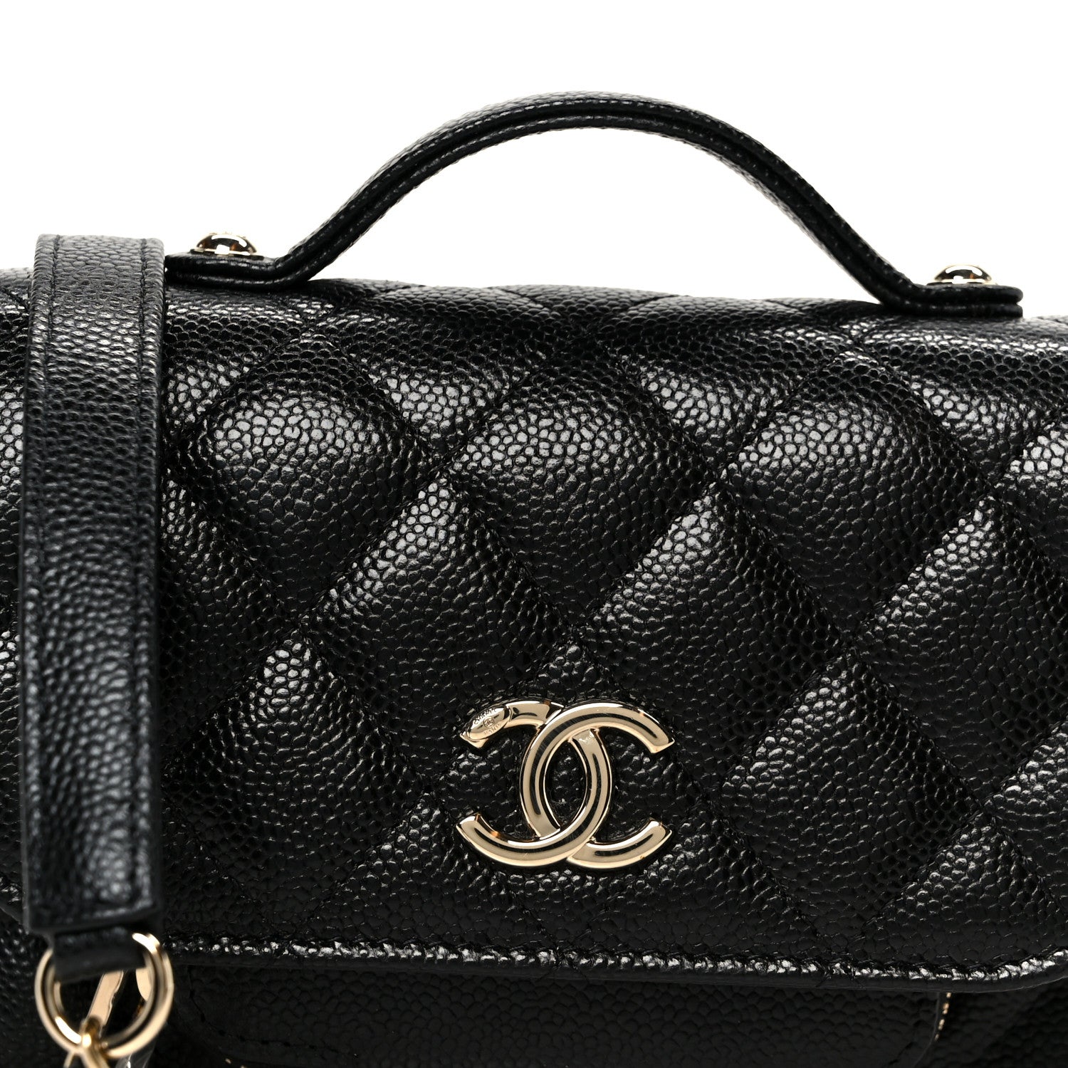 Caviar Quilted Business Affinity Clutch With Chain Black