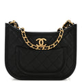 Calfskin Quilted Hobo Black
