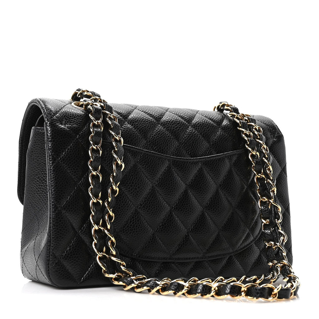 Caviar Quilted Small Double Flap Black