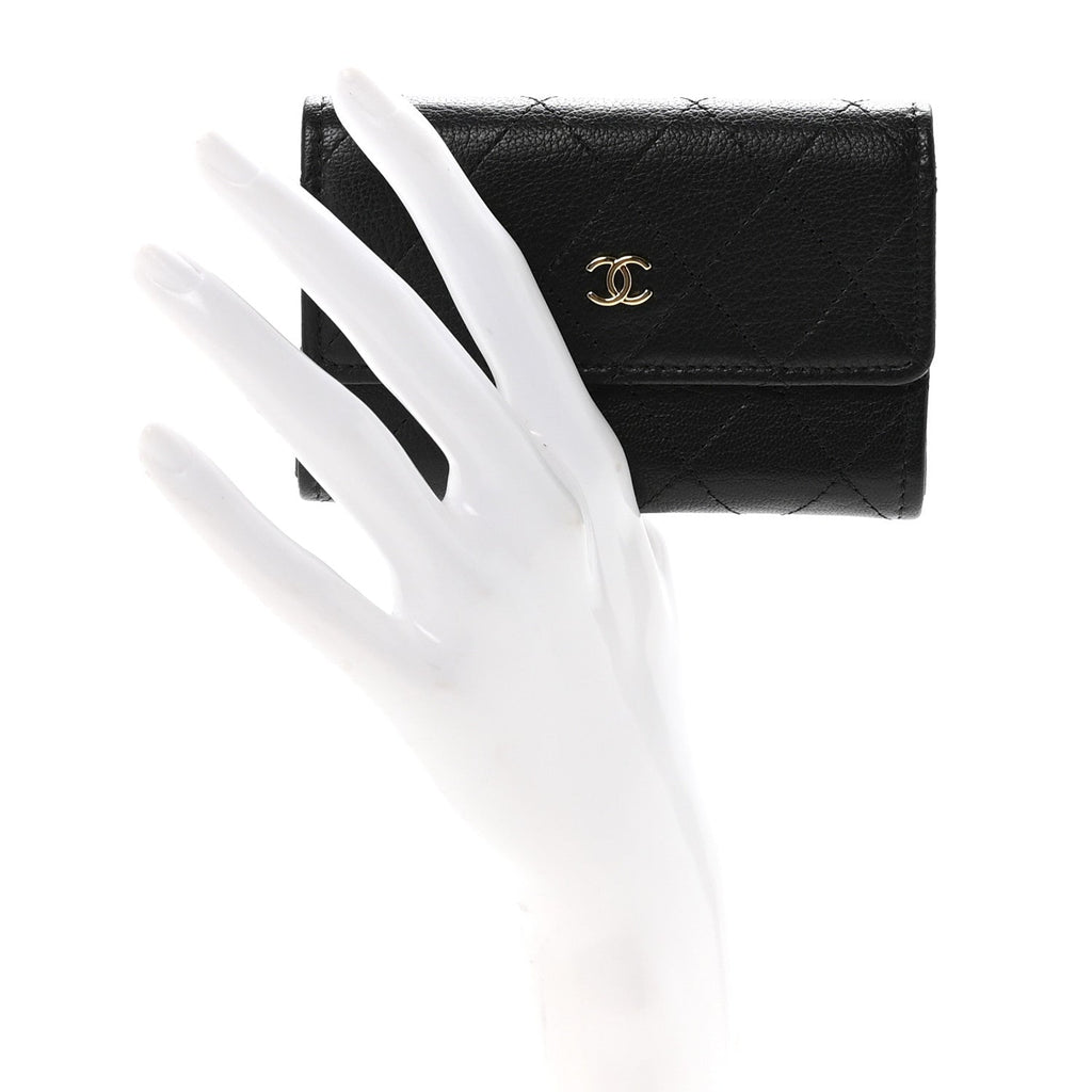 Goatskin Quilted Flap  Holder Black