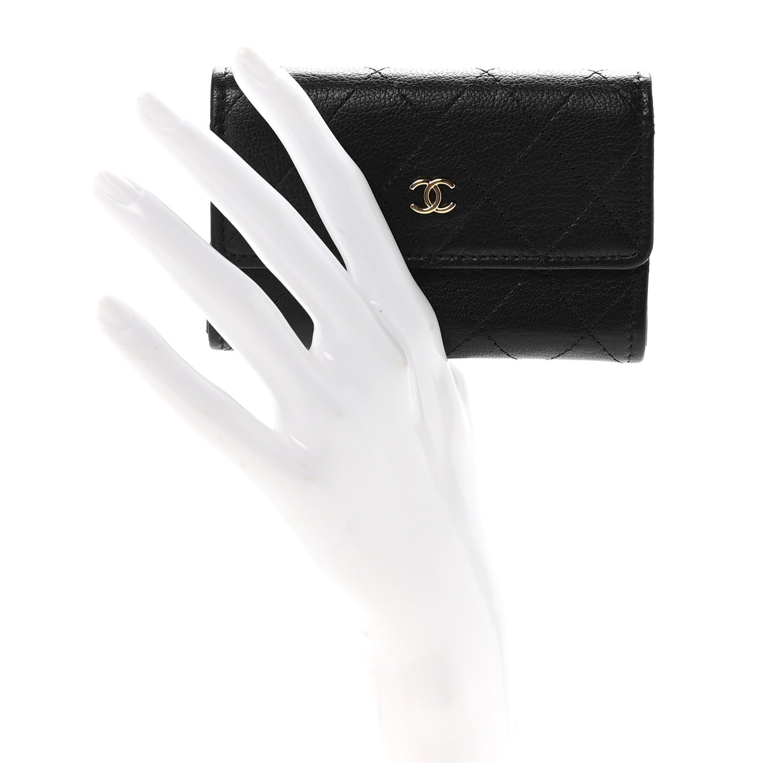 Goatskin Quilted Flap  Holder Black