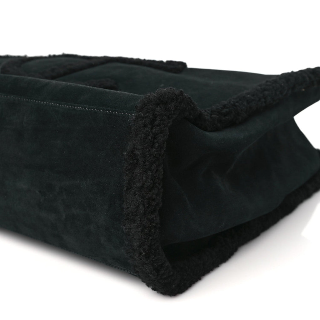 X UGG Suede Shearling Large Shopping Bag Black