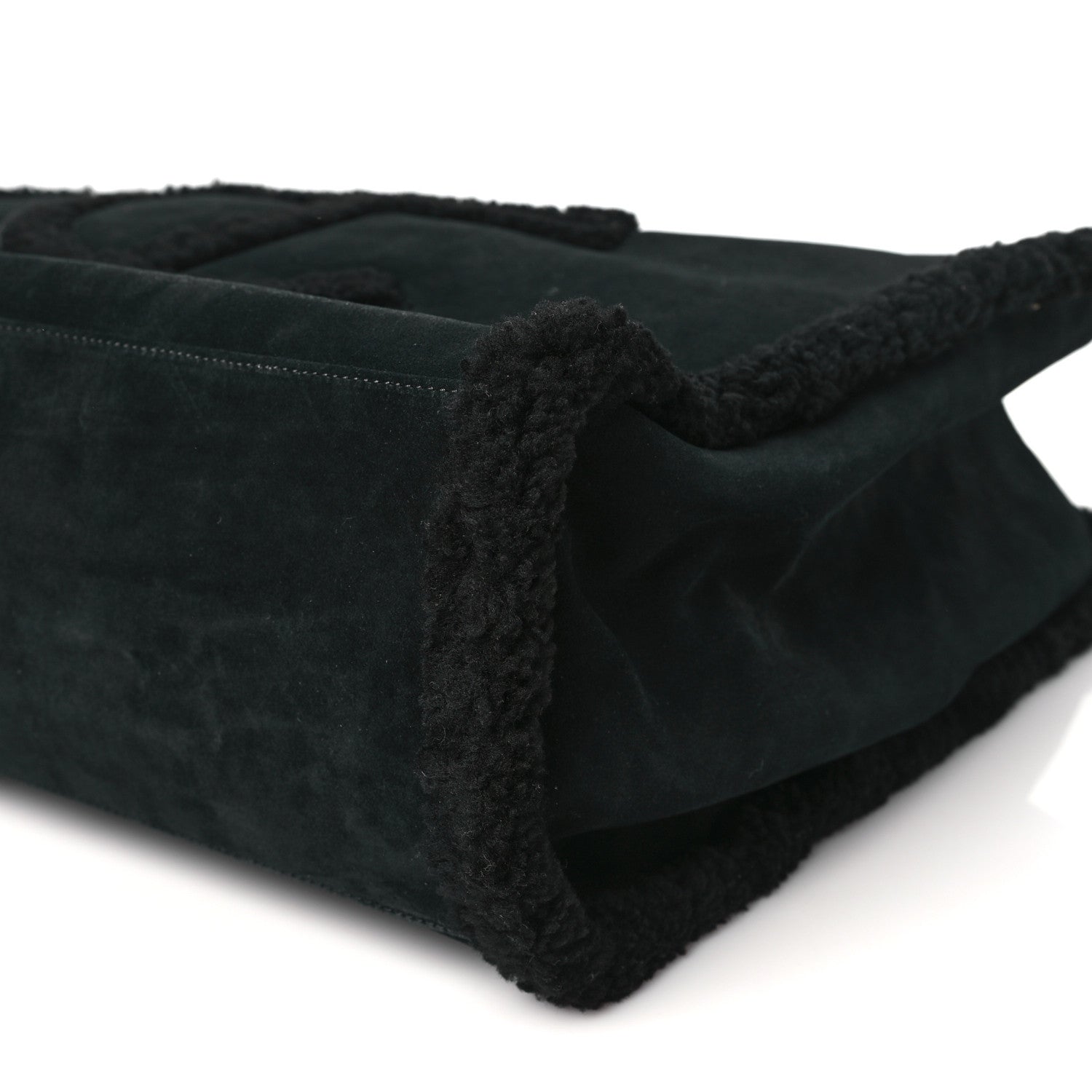 X UGG Suede Shearling Large Shopping Bag Black