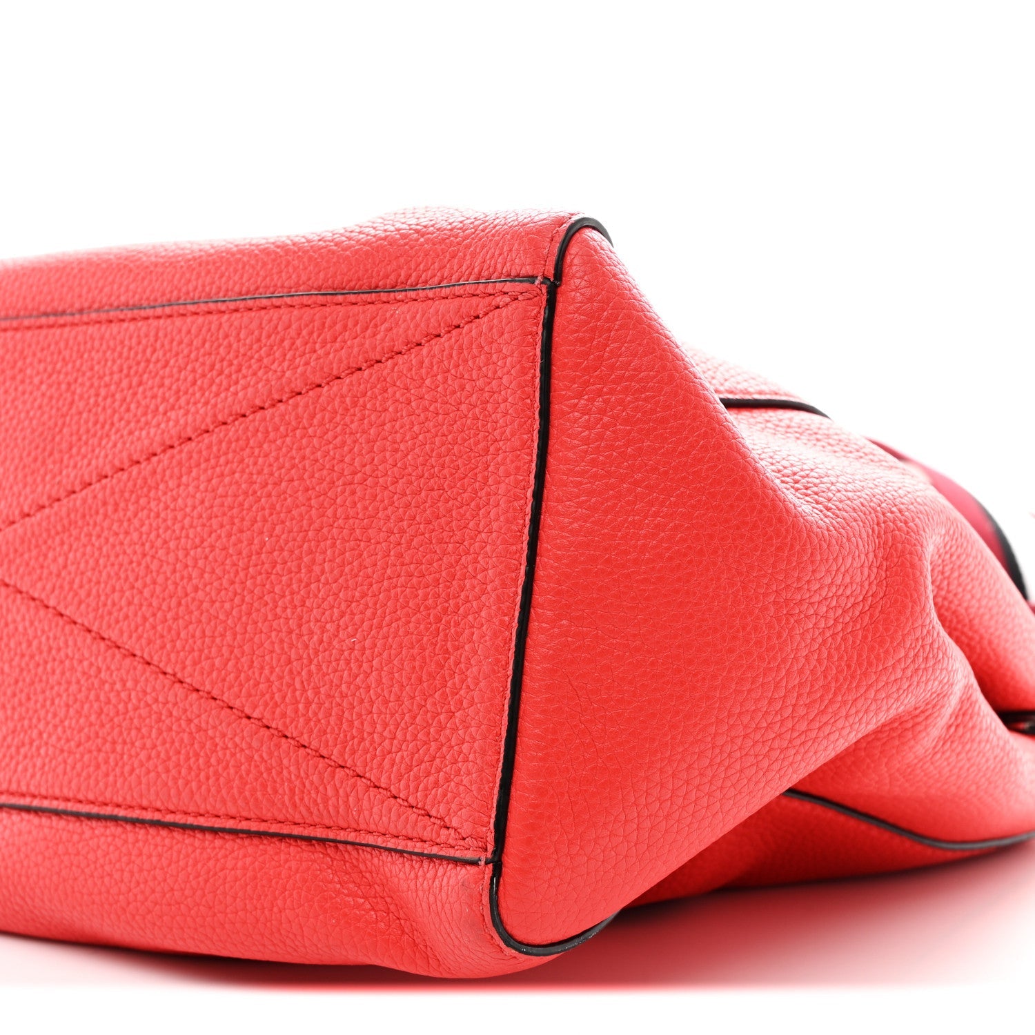 Pebbled Calfskin Gotham Bauletto Satchel Red
