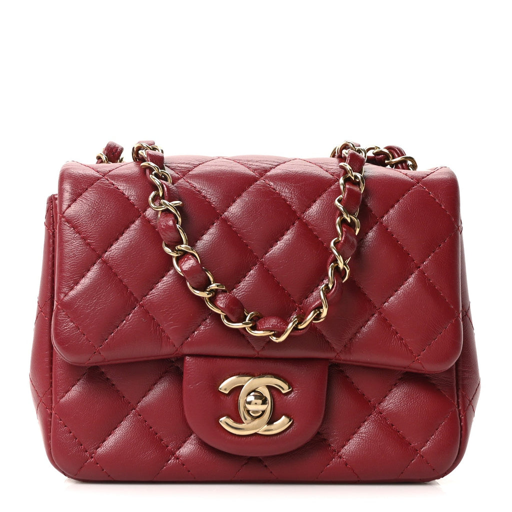 Lambskin Quilted Mini Square Flap Red
