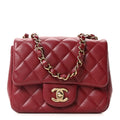 Lambskin Quilted Mini Square Flap Red