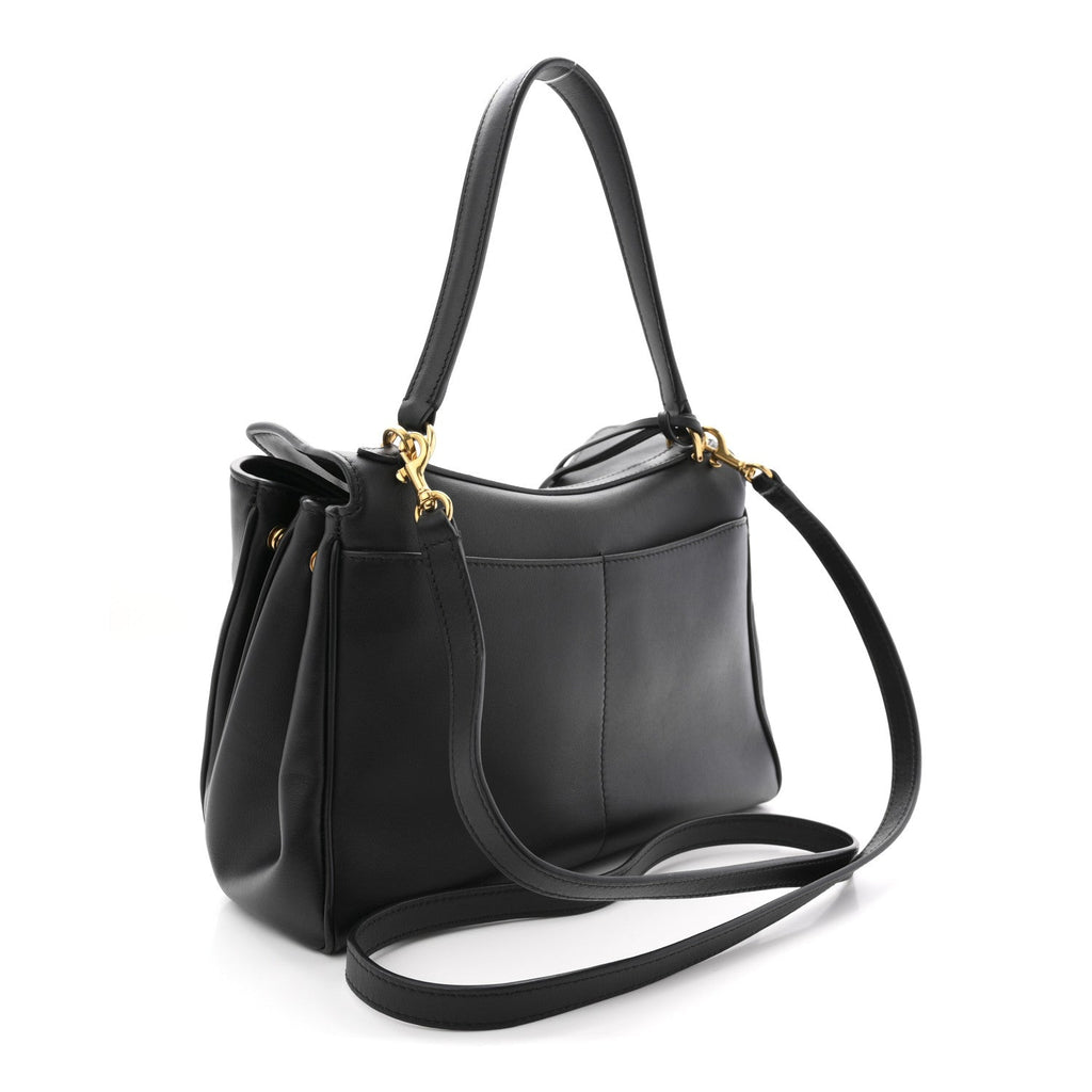 Natural Smooth Calfskin Small Rodeo Top Handle Handbag Black