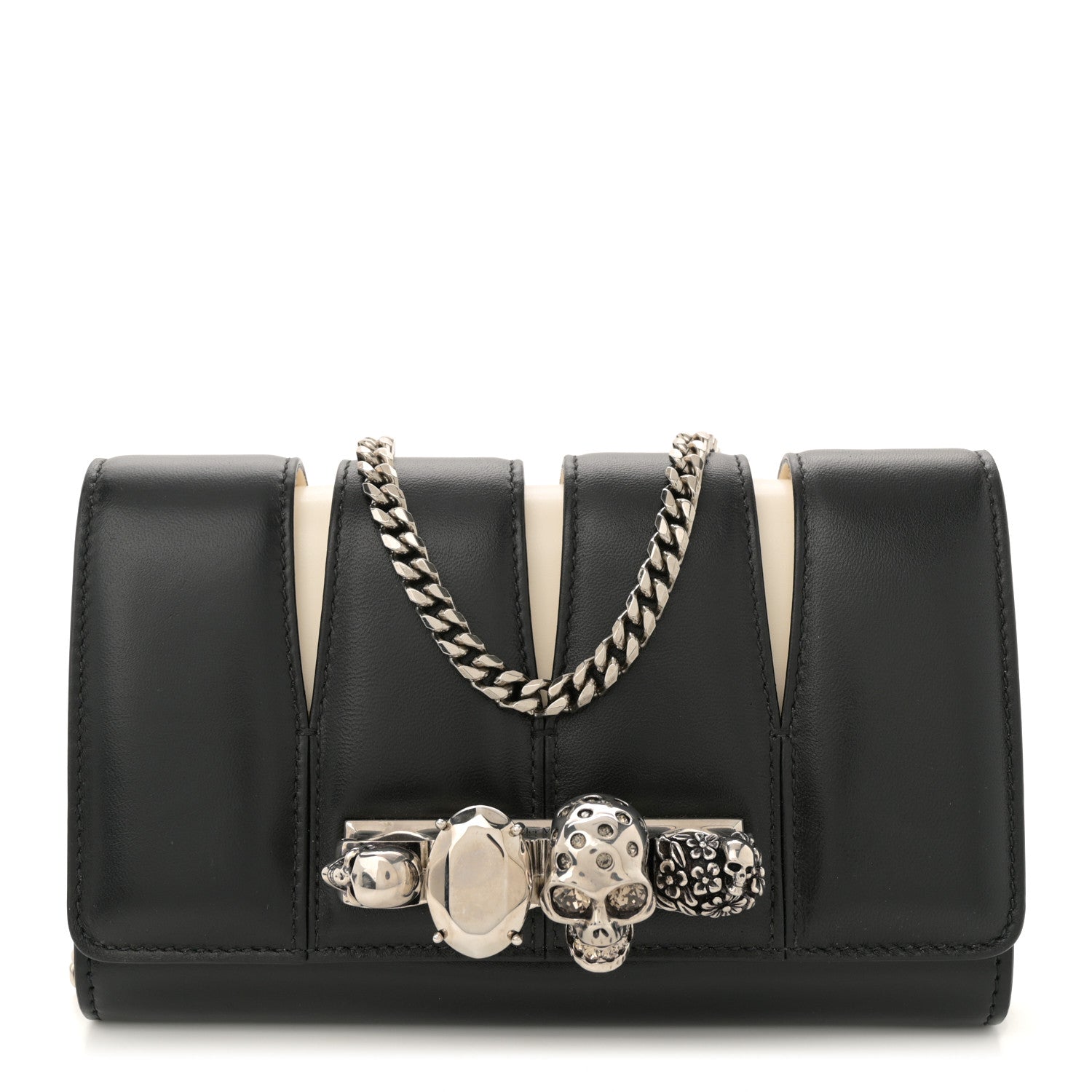 Calfskin Small Slash Bag Black White