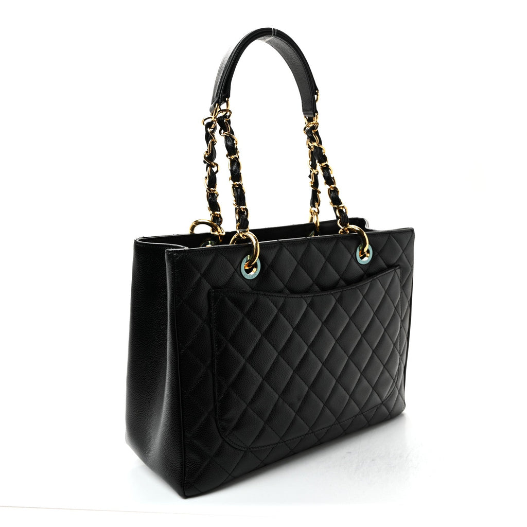 Caviar Quilted Grand Shopping Tote GST Black