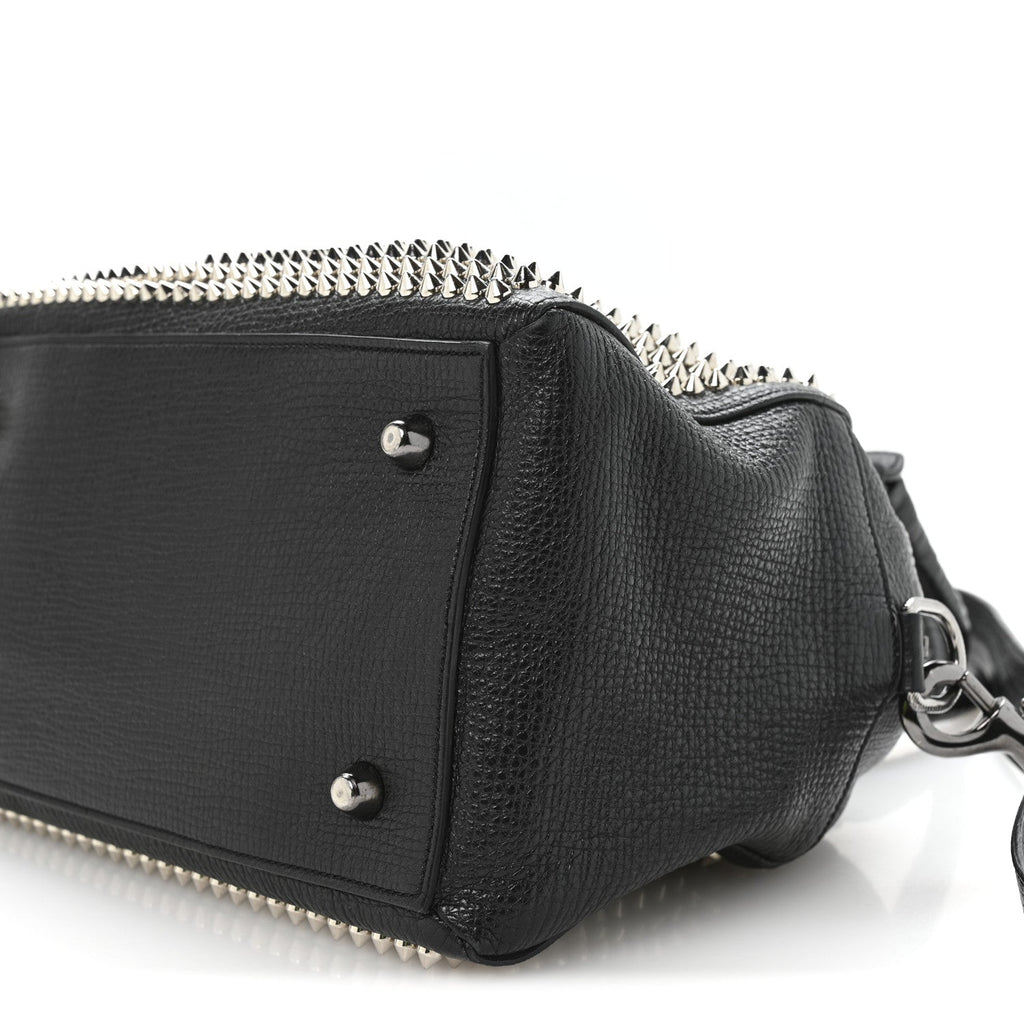 Grained Calfskin Studded Panettone Bowling Bag Black