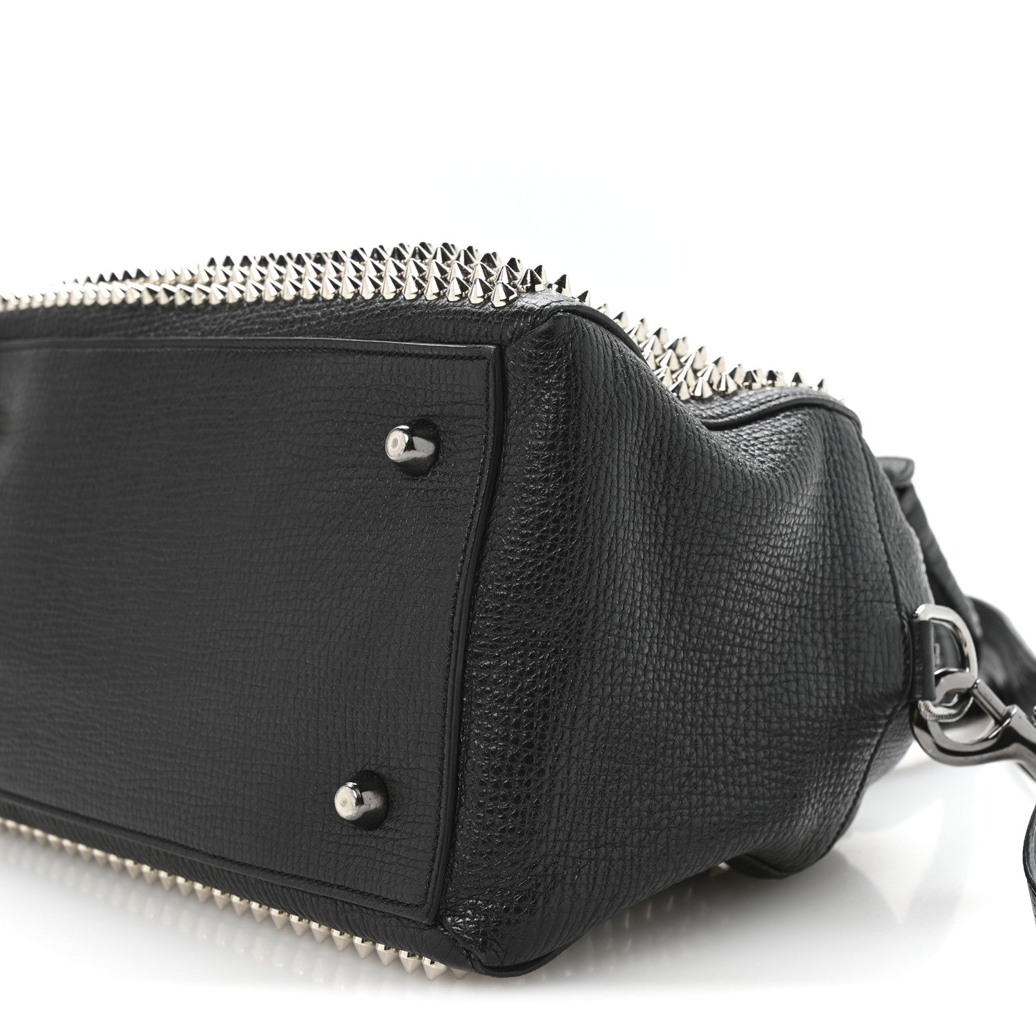 Grained Calfskin Studded Panettone Bowling Bag Black