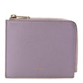 Drummed Calfskin Medium Half Zip Multifunction Wallet Coin Purse Liliac