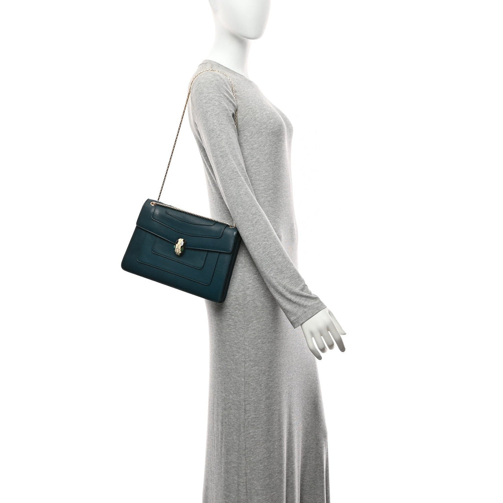 Calfskin Serpenti Forever Shoulder Bag Emerald Green