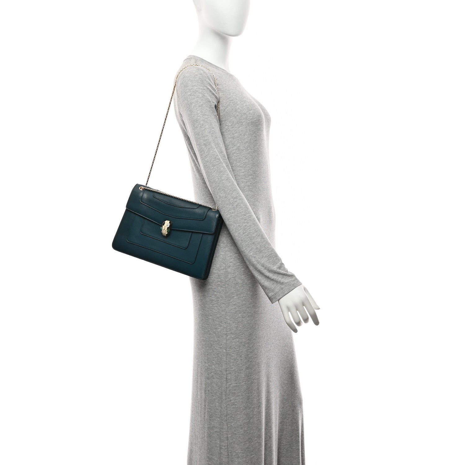 Calfskin Serpenti Forever Shoulder Bag Emerald Green