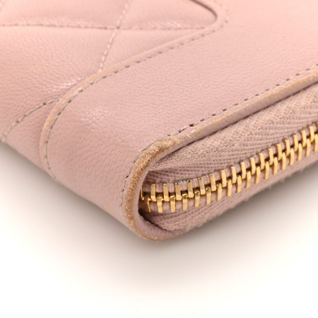 Sheepskin Quilted Vintage Mademoiselle Zip Coin Purse Pink