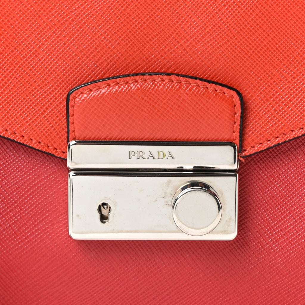 Saffiano Lux Sound Shoulder Bag Fuoco Lacca