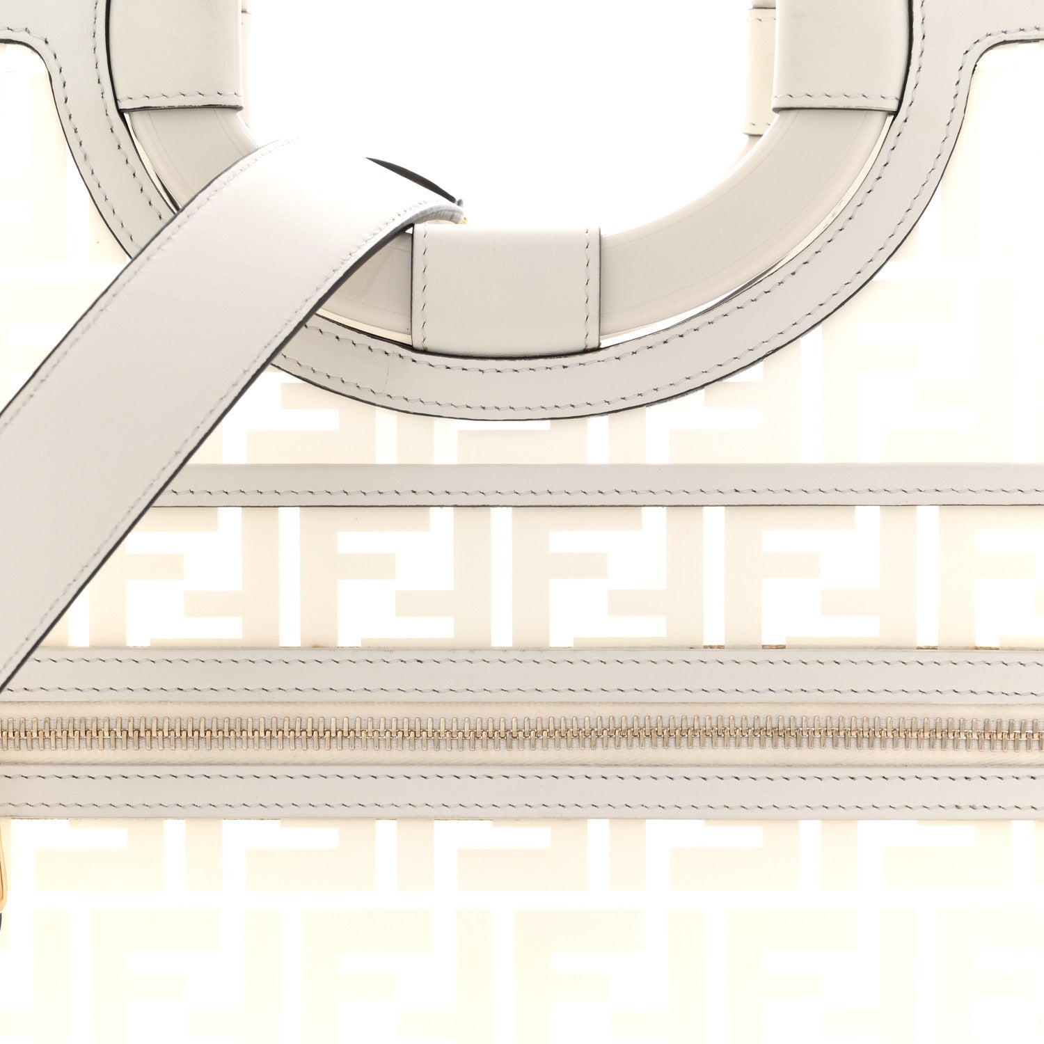 TPU FF Vitello Century Plexiglass Medium Runaway Shopper Tote White