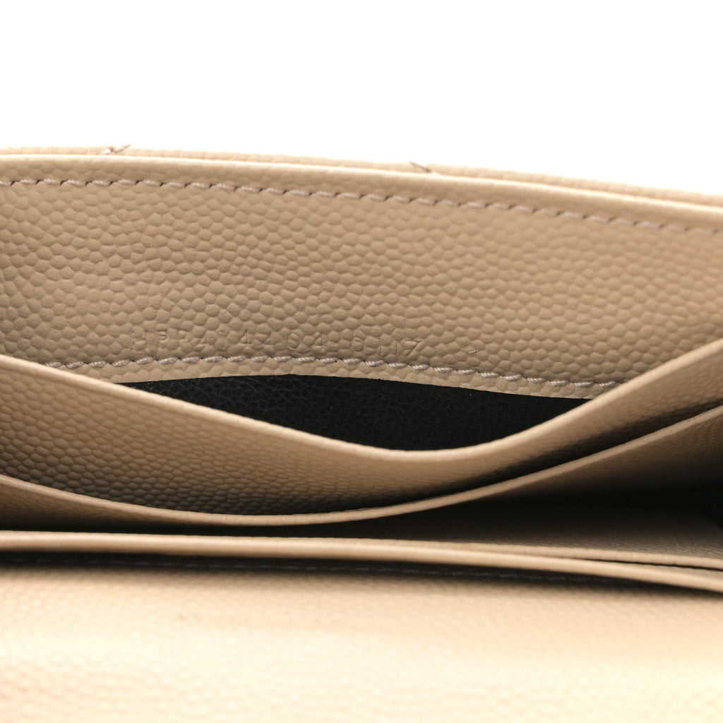 Grain De Poudre Matelasse Chevron Small Monogram Envelope Wallet Dark Beige