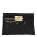Caviar Quilted Boy  Holder Black
