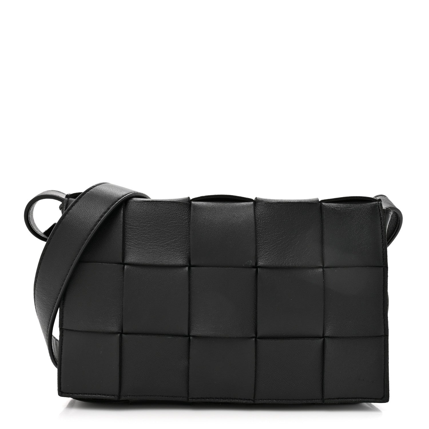 Lambskin Maxi Intrecciato Cassette Crossbody Bag Black