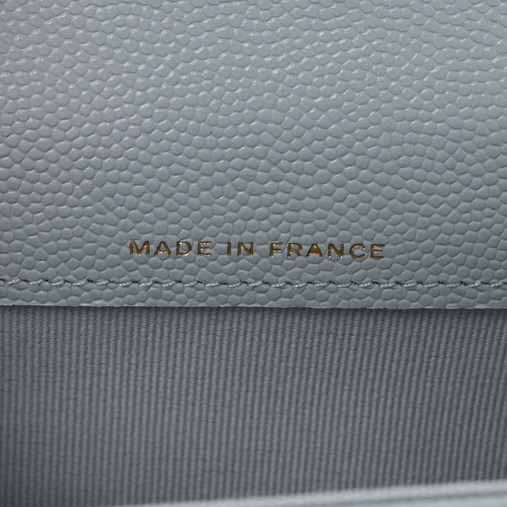 Caviar Quilted Flap  Holder Wallet Light Blue